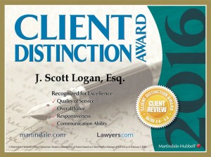 Client Distinction Award | J. Scott Logan, Esq. | 2016 Client Review